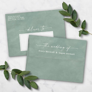 Eucalyptus Green Watercolor 5x7 Wedding Invitation Envelope