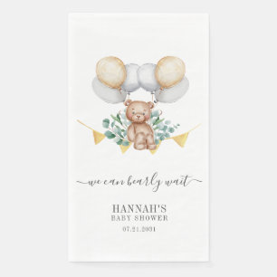 Eucalyptus Greener Bear Baby Shower Script Modern Napkin