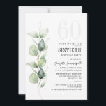 Eucalyptus Greenery 60th Birthday Party Invitation<br><div class="desc">Celebrate the milestone of 60 with grace, elegance, and style with our custom 60th birthday party invitations! Designed specifically for this monumental occasion, our invitations blend the beauty of nature with the sleek charm of contemporary fashion. At the heart of this design lies the eucalyptus foliage, a symbol of harmony...</div>