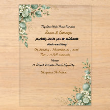 Eucalyptus Greenery Acrylic Wedding Invitation