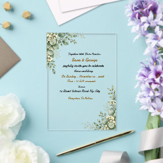 Eucalyptus Greenery Acrylic Wedding Invitation