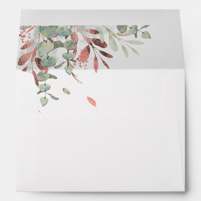 Eucalyptus Greenery and Rose Gold Foliage Envelope (Back (Bottom))