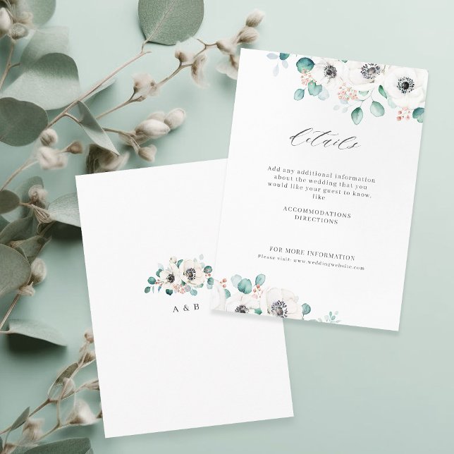 Eucalyptus greenery anemone floral rustic wedding  enclosure card (Eucalyptus greenery anemone floral rustic wedding enclosure card)