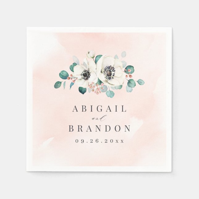 Eucalyptus Greenery anemone floral rustic wedding  Napkin (Front)