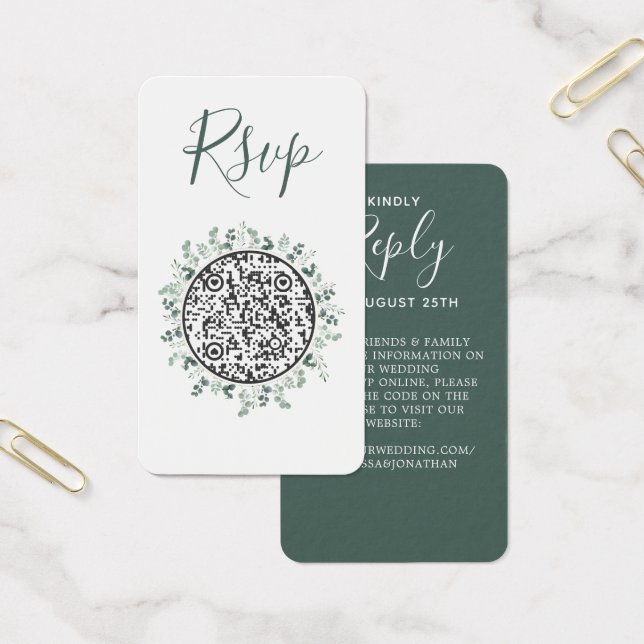 Eucalyptus Greenery B Wedding Website QR Code RSVP (Office)