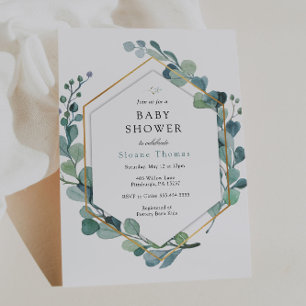 Eucalyptus Greenery Baby in Bloom Baby Shower Invitation