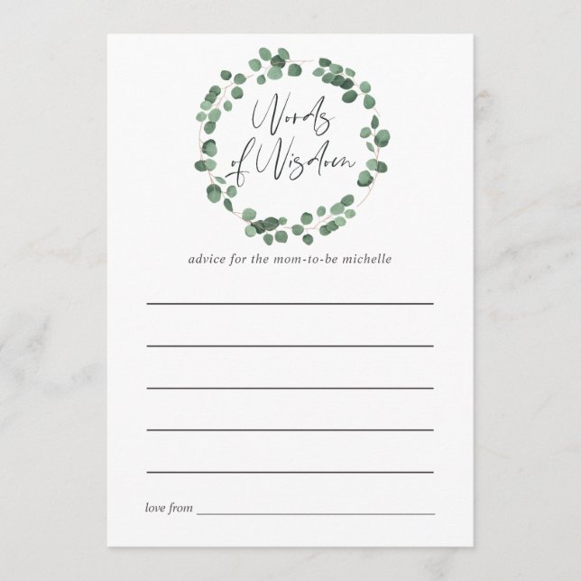 Eucalyptus Greenery Baby Shower Advice (Front)