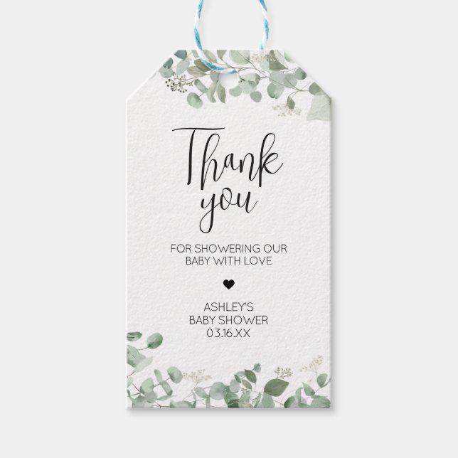 Eucalyptus Greenery Baby Shower Favour Tags (Front)