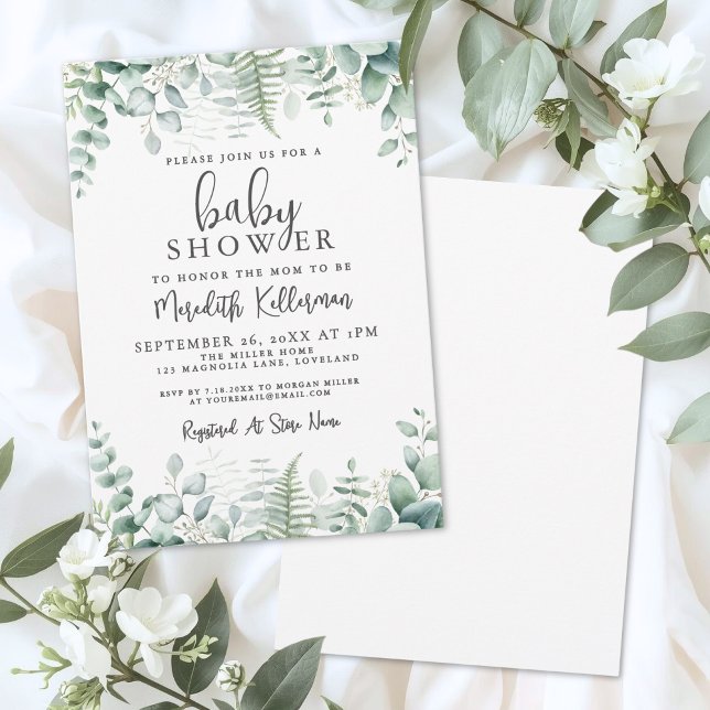 Eucalyptus Greenery Baby Shower Invitation (Eucalyptus Greenery Baby Shower Invitation)