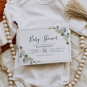 eucalyptus greenery baby shower invitation