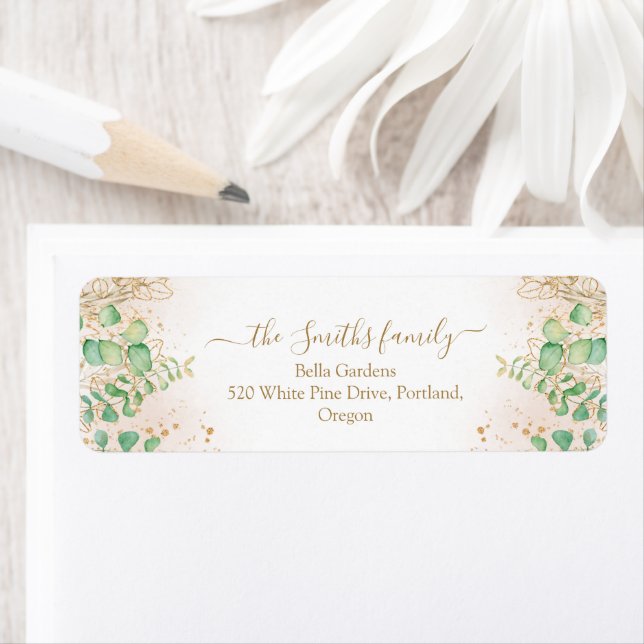  Eucalyptus Greenery Baby Shower Return Address Label (Insitu)