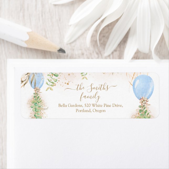 Eucalyptus Greenery Baby Shower Return Address Label (Insitu)