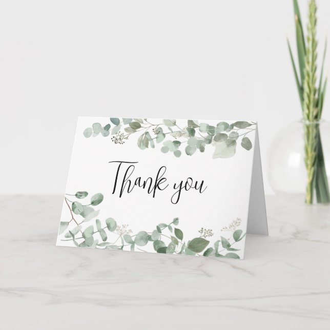 Eucalyptus Greenery Baby Shower  Thank You Card (Front)