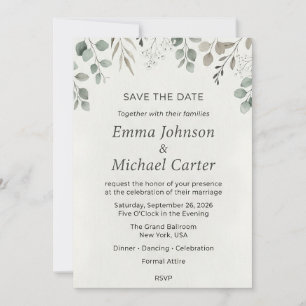 Eucalyptus Greenery & Baby's Breath Save Invitation