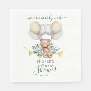 Eucalyptus Greenery Bearly Wait Baby Shower Paper Napkin