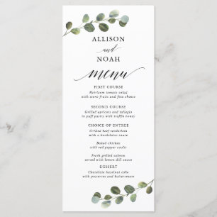 Eucalyptus greenery black white simple menu