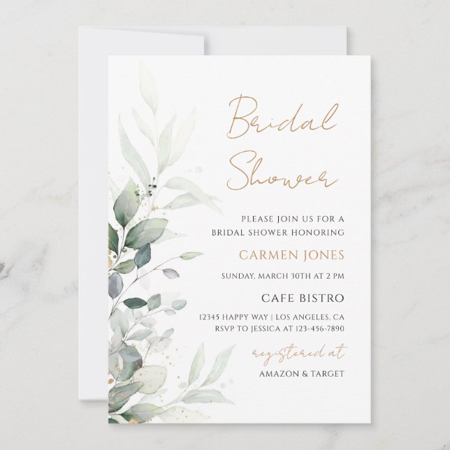 Eucalyptus Greenery Boho Bridal Shower Invitation (Front)