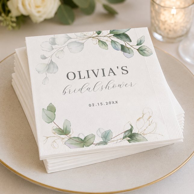 Eucalyptus Greenery Boho Rustic Bridal Shower Napkin (Creator Uploaded)