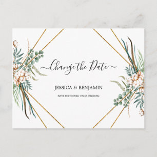 Eucalyptus Greenery Boho Script Change the Date Postcard