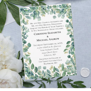Eucalyptus Greenery Botanical Formal Wedding Invitation