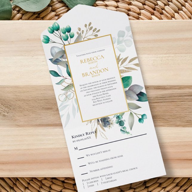Eucalyptus Greenery Botanical Garden Wedding  All In One Invitation (Creator Uploaded)