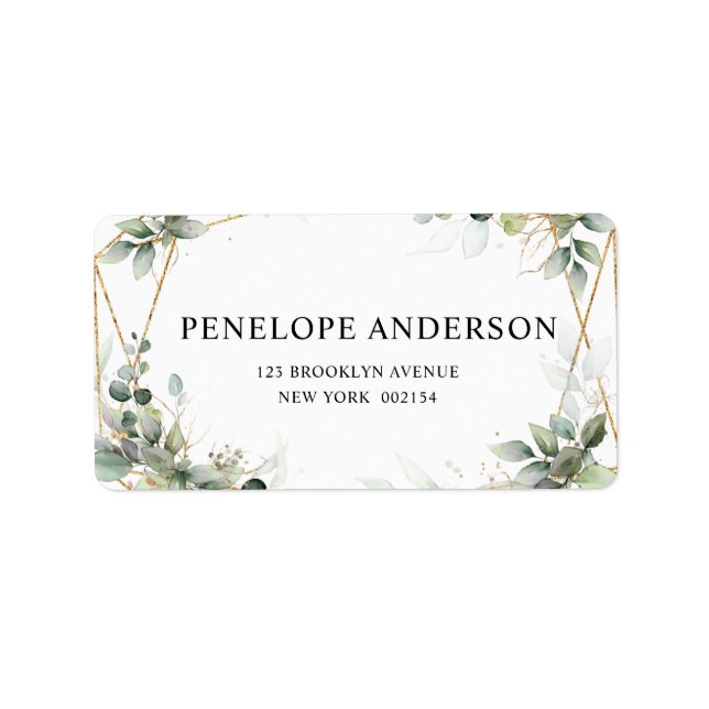Eucalyptus Greenery Botanical Geometric Wedding Label (Front)