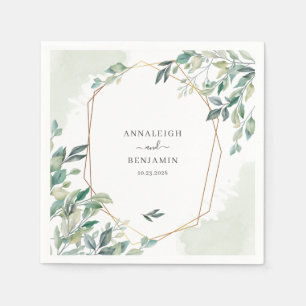 Eucalyptus Greenery Botanical Geometric Wedding Napkin