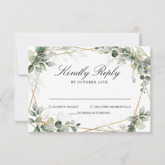 Eucalyptus Greenery Botanical Geometric Wedding RS RSVP Card