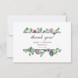 Eucalyptus Greenery Botanical Leaves Wedding  Thank You Card