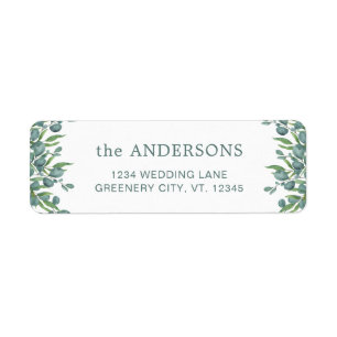 Eucalyptus Greenery Botanical Return Address Label