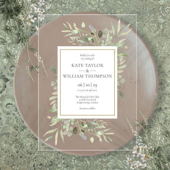 Eucalyptus Greenery Botanical Watercolor Wedding Acrylic Invitations (Eucalyptus Greenery Botanical Watercolor Wedding Acrylic Invitations)