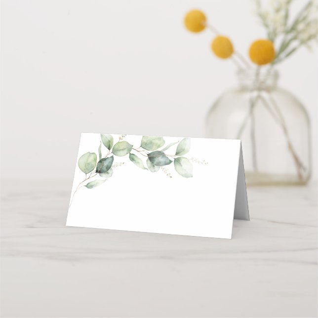 Eucalyptus Greenery Botanical Wedding Place Card (Front)