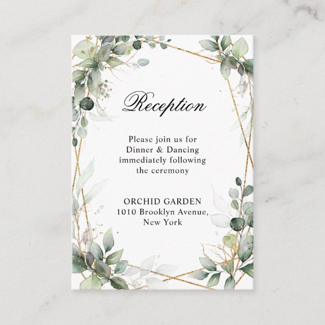 Eucalyptus Greenery Botanical Wedding Reception En Enclosure Card (Front)
