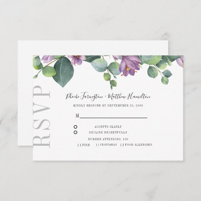 Eucalyptus Greenery Botanical Wedding RSVP (Front/Back)