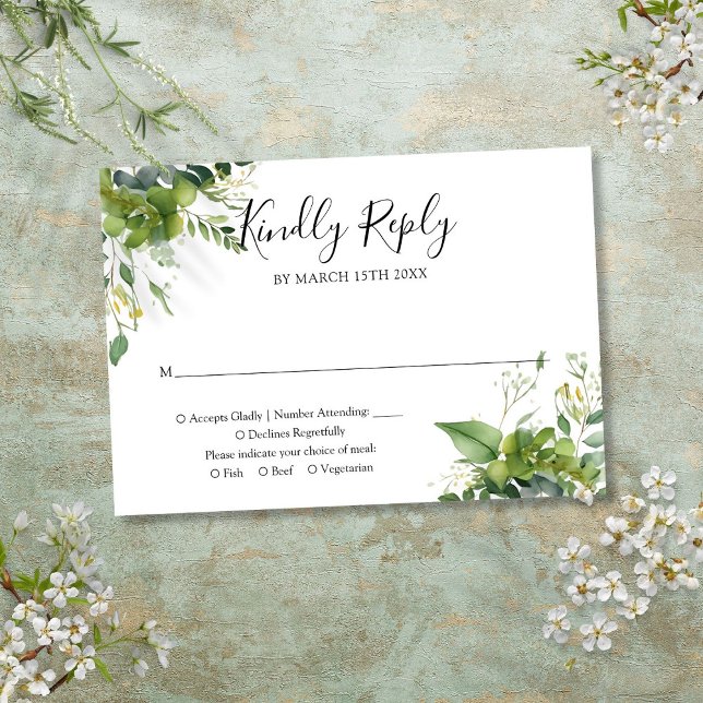 Eucalyptus Greenery Botanical Wedding RSVP Card (Eucalyptus Greenery Botanical Wedding RSVP Card)