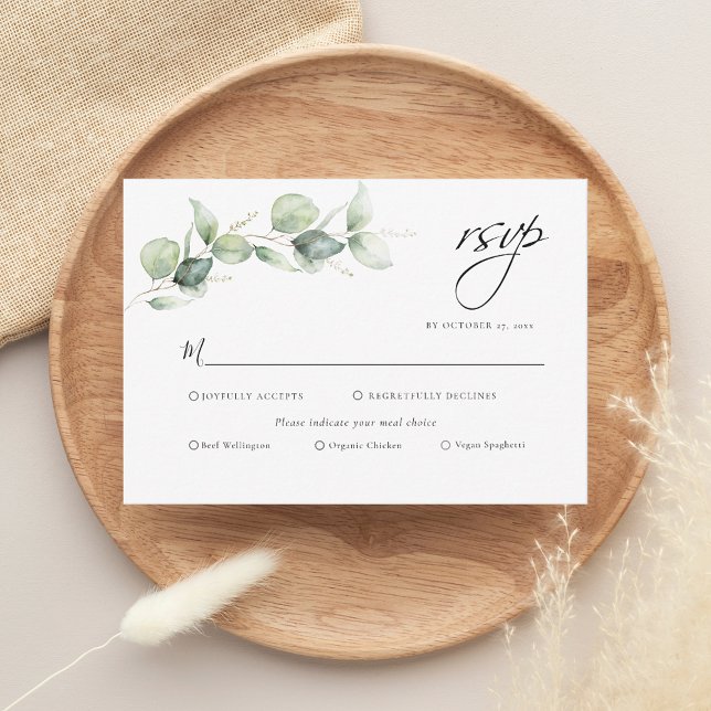 Eucalyptus Greenery Botanical Wedding RSVP Card (Eucalyptus Greenery Modern Wedding RSVP Enclosure Card)