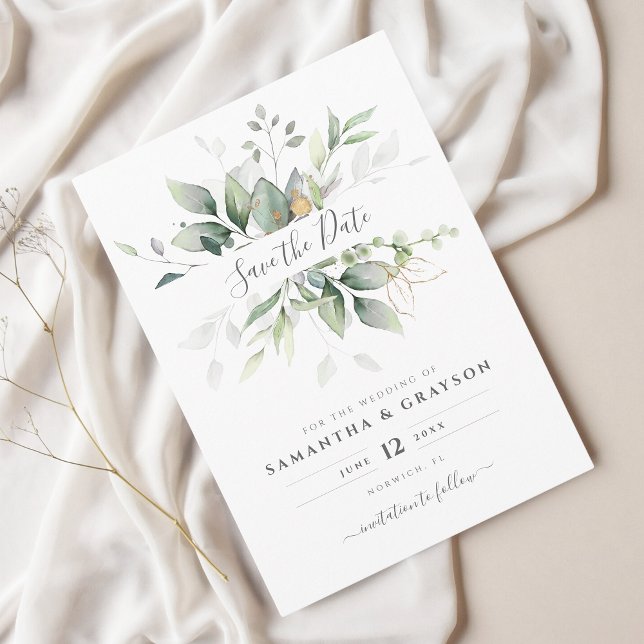 Eucalyptus Greenery Botanical Wedding Save The Date (Creator Uploaded)