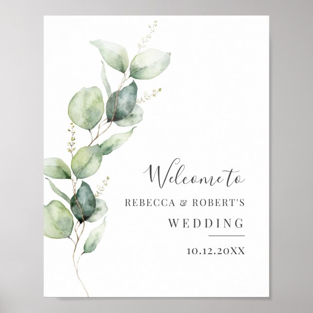Eucalyptus Greenery Botanical Wedding Welcome Poster (Front)