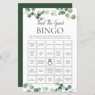 Eucalyptus Greenery Bridal Find the Guest Bingo