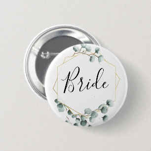 Eucalyptus Greenery Bridal Party Button - Bride