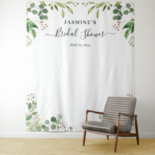 Eucalyptus Greenery Bridal Shower Backdrop Tapestry