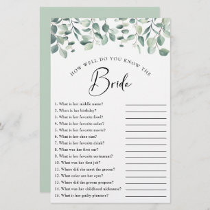 Eucalyptus Greenery Bridal Shower Game