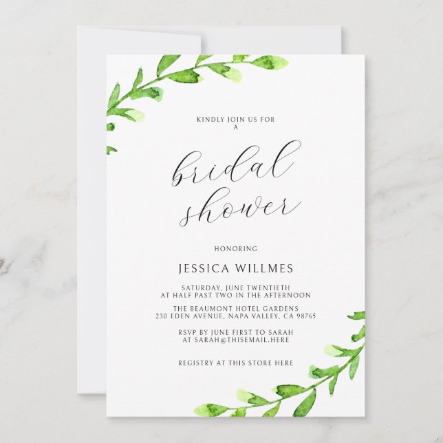 Eucalyptus Greenery Bridal Shower Invitation (Front)