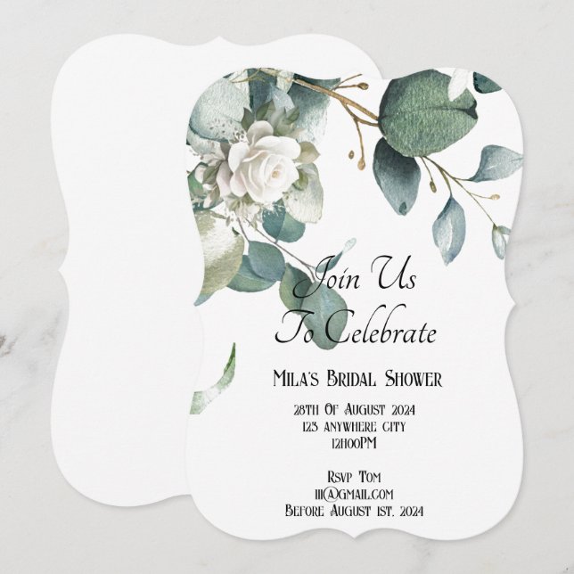 EUCALYPTUS GREENERY BRIDAL SHOWER INVITATION (Front/Back)