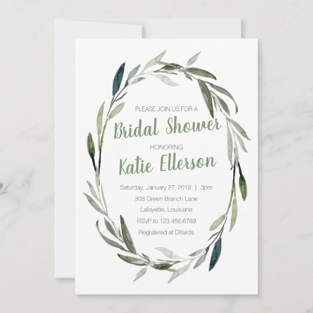 Eucalyptus Greenery Bridal Shower Invitation (Front)