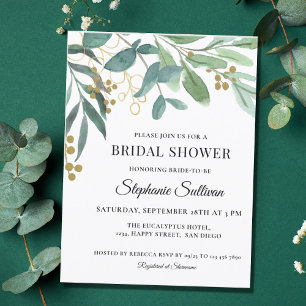 Eucalyptus Greenery Bridal Shower Invitation Postcard
