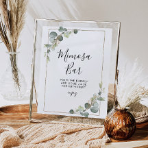 eucalyptus greenery bridal shower mimosa bar sign