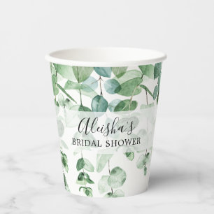 Eucalyptus Greenery Bridal Shower Paper Cups