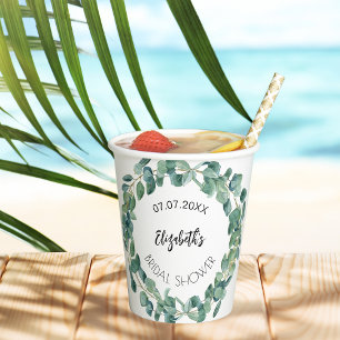 Eucalyptus greenery Bridal Shower Paper Cups