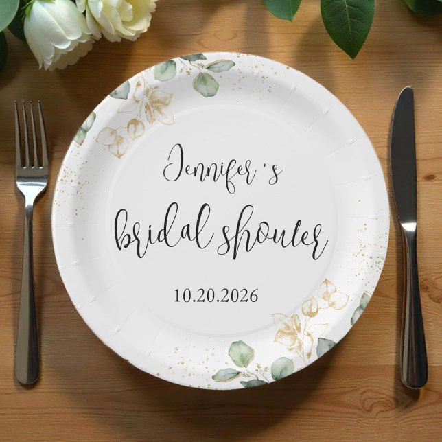 Eucalyptus Greenery Bridal Shower Paper Plate (Creator Uploaded)